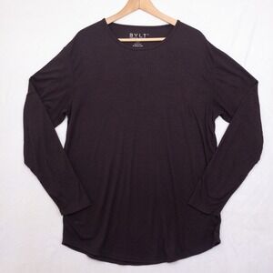 Bylt Premium Basics Shirt Mens XL Purple Ribbed Long Sleeve Curved Hem MTLS0465